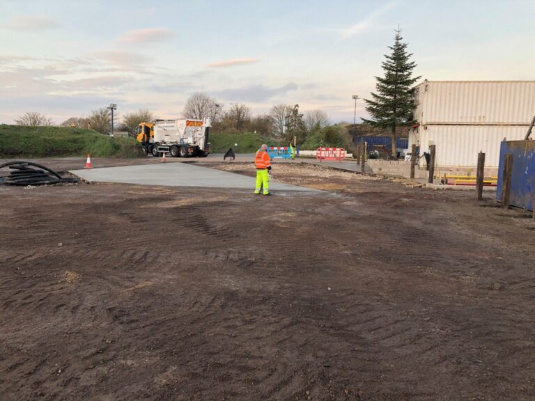 Expanse of mud in the process of being resurfaced by Hazell & Jefferies.