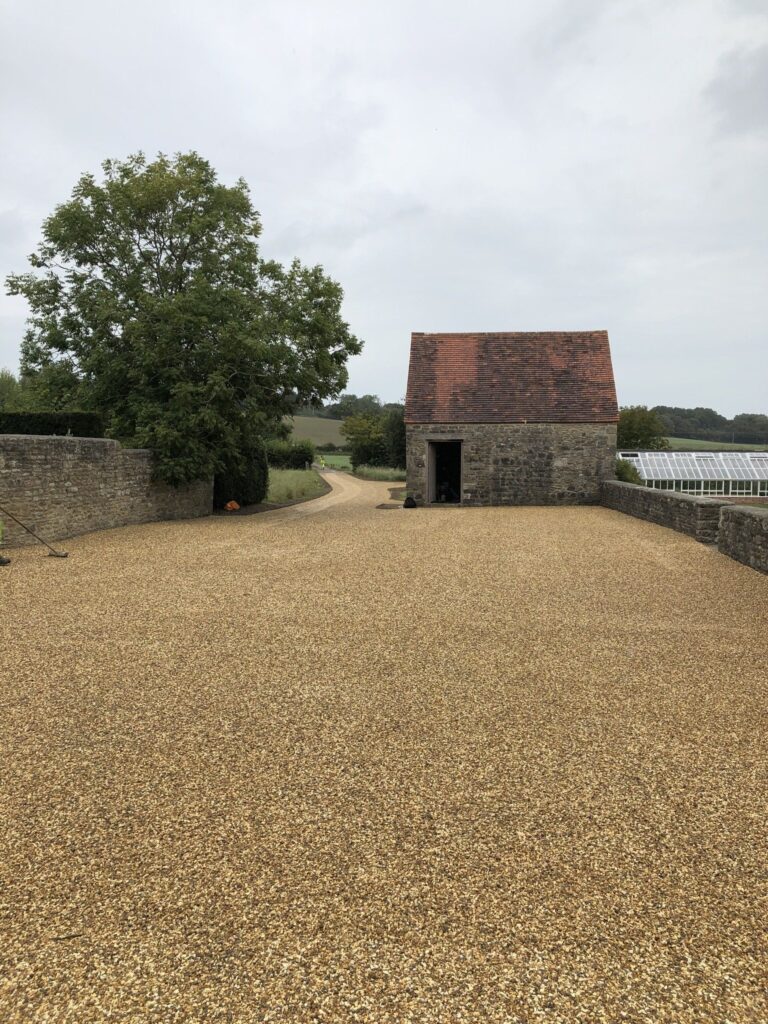 Large driveway refurbished with surface dressing by Hazell & Jefferies.