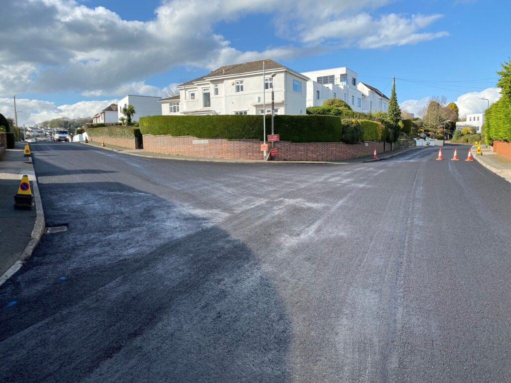 View of a newly resurfaced road by Hazell & Jefferies.