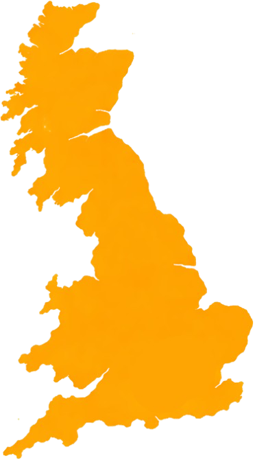 A map of mainland UK, in yellow.