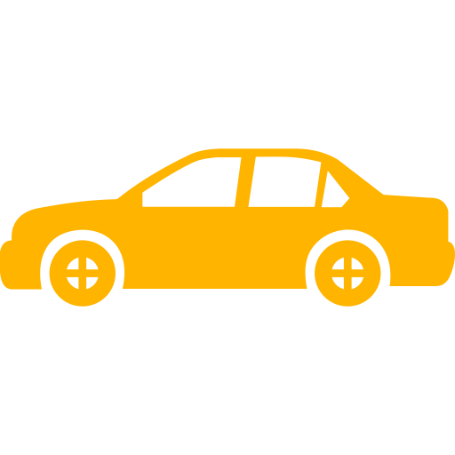 A sedan car, in yellow.