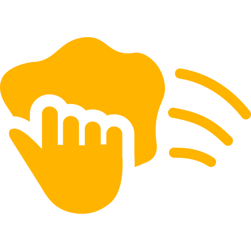 A hand with a cloth wiping, in yellow.