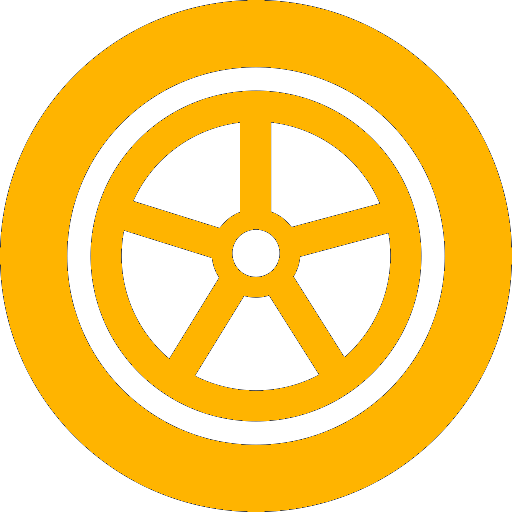A car tyre, in yellow.