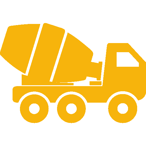 A concrete lorry icon, in yellow.