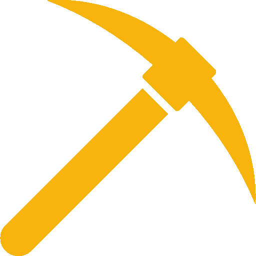 A pickaxe icon, in yellow.